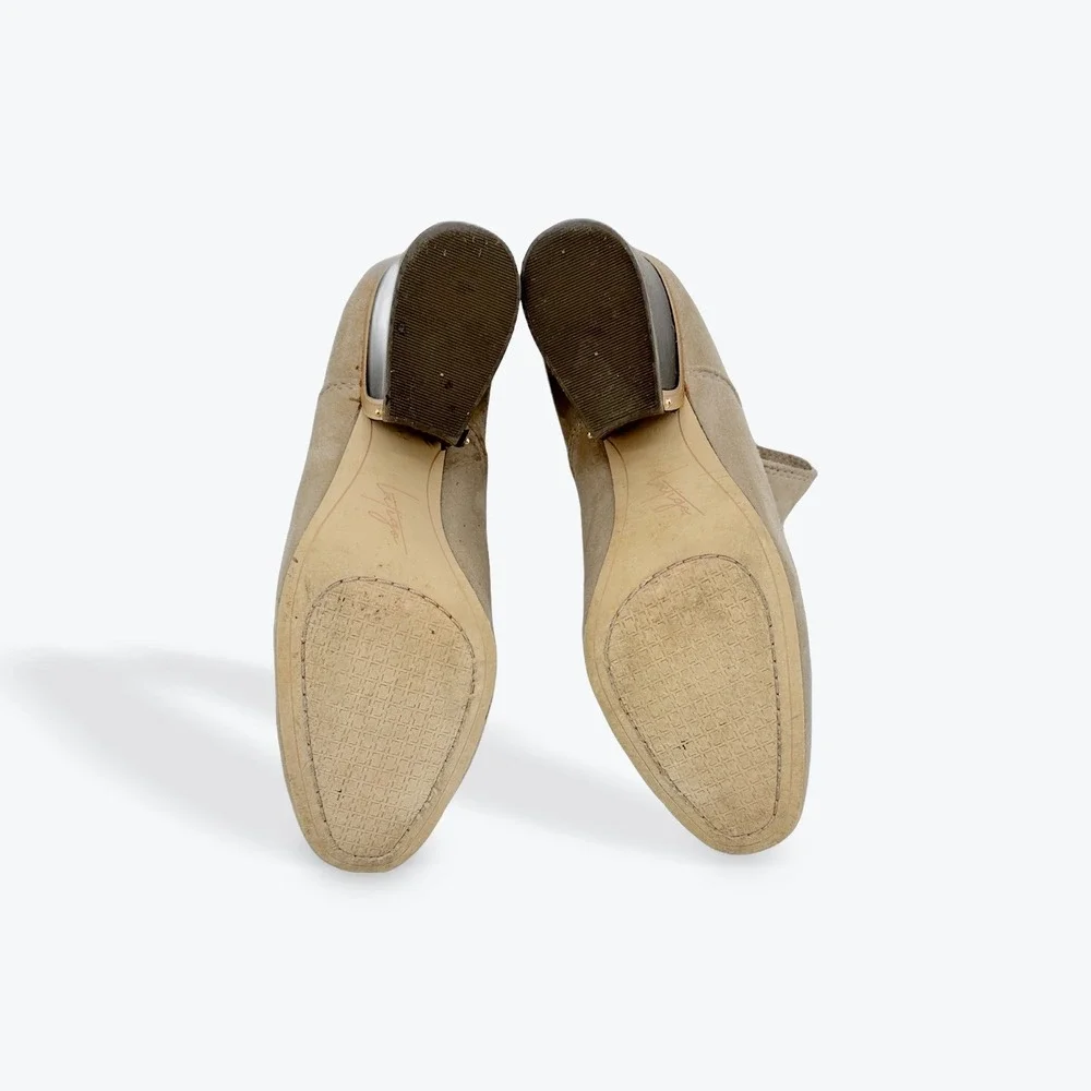 Latigo Suede Cutout‎ Block Heel Ankle Booties Taupe Size 7.5M